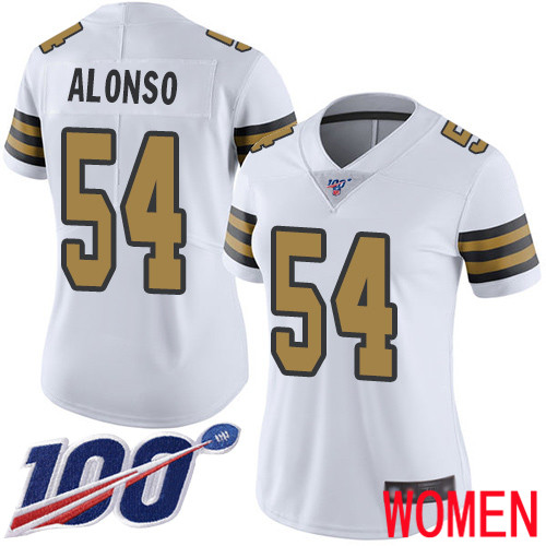 New Orleans Saints Limited White Women Kiko Alonso Jersey NFL Football 54 100th Season Rush Vapor Untouchable Jersey